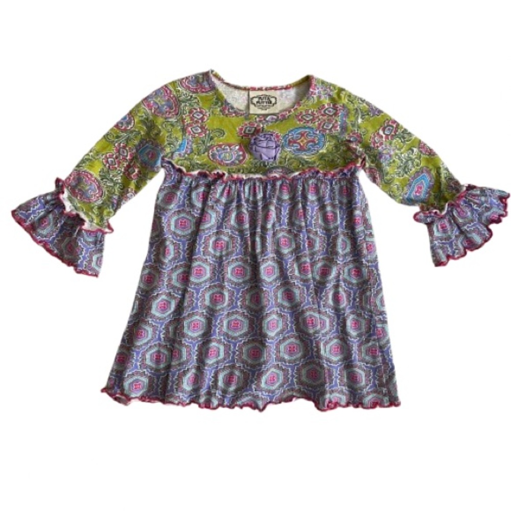 Flit & Flitter Little Girls Dress Size 24 mos 100% Cotton Boho Cottagecore